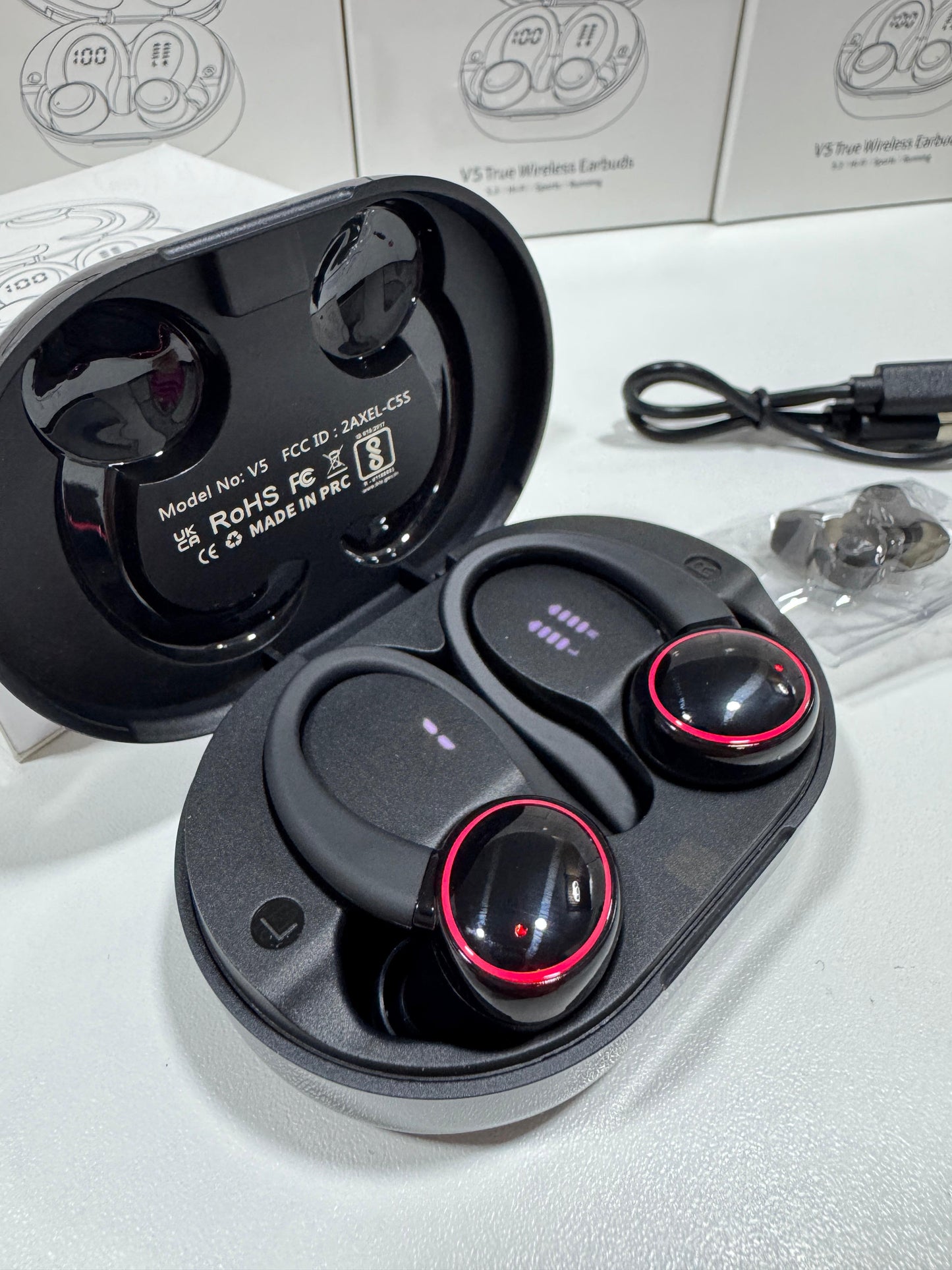 EARBUDS V5 CON CLIP SUJETADOR IDEAL PARA HACER DEPORTEEN ESPECIAL CORRER Y EL GYM