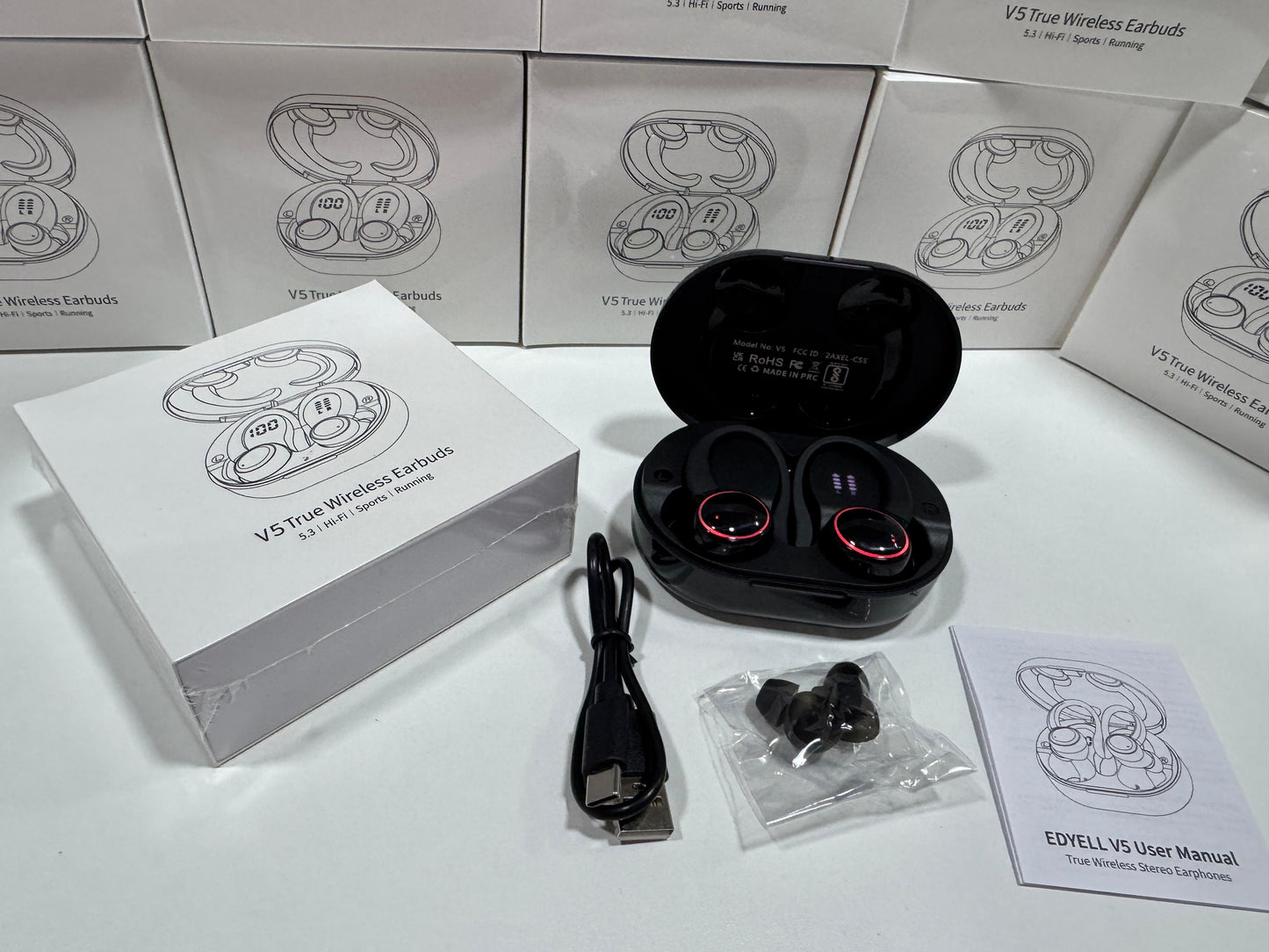 EARBUDS V5 CON CLIP SUJETADOR IDEAL PARA HACER DEPORTEEN ESPECIAL CORRER Y EL GYM