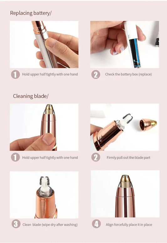 La mejor mini depiladora eléctrica para mujer, depiladora indolora para cejas y vello Facial para mujeres, recortadora de vello nasal para uso en el automóvil