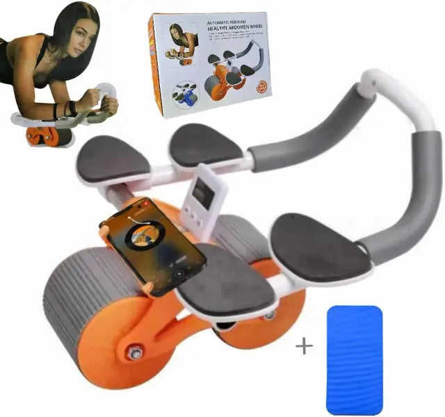Nuevo Rodillo Abdominal de Rebote Automático 2025 con Soporte para Codos para Mujeres y Hombres Incluye Alfombrilla para Rodillas y Temporizador