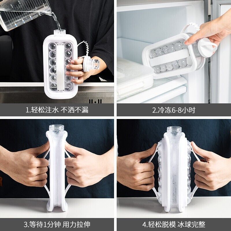 Botella Hielera Portátil 2 en 1 Molde para hacer Hielo en Cubos